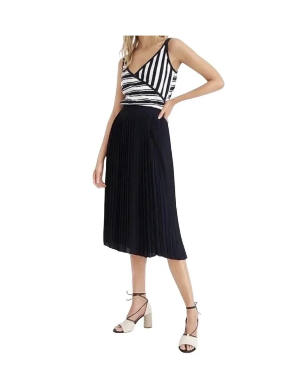 J.Crew Pleated Midi Skirt Size 12 Navy